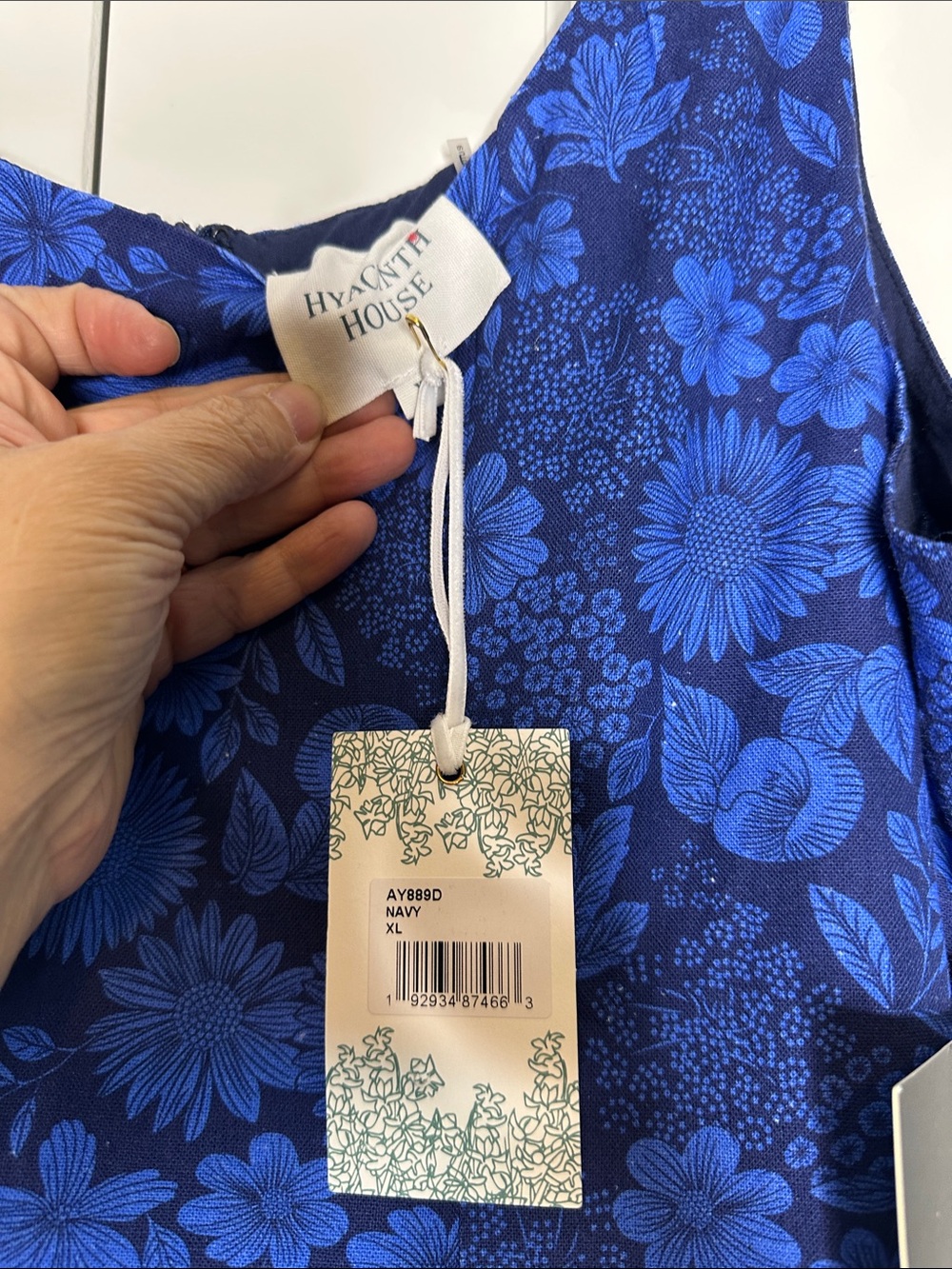Hyacinth House Cobalt Blue Dahlia Floral Catie Dress SzXL New - Picture 7 of 10
